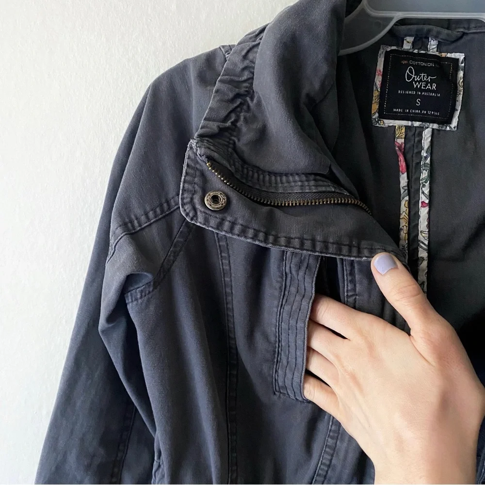 Dusty Blue Cargo Jacket - Picture 2 of 6